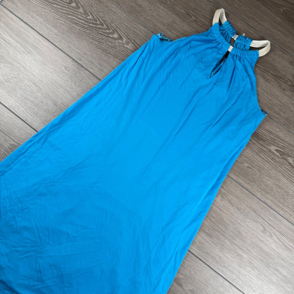 Elie Tahari Womens Halter Dress Rope Neck Keyhole Blue Medium EJ0CK808